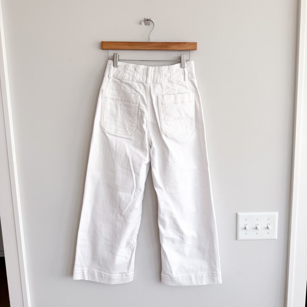 Anthropologie Maeve The Colette Cropped High Rise Wide Leg Jeans White 26P - Picture 2 of 9